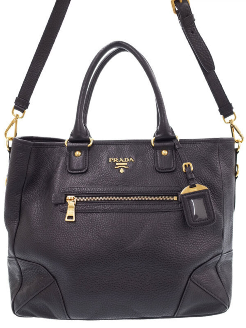 Prada tote Vitello 2WAY shopping bag Daino leather Black - Picture 2 of 9